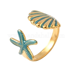 304 Stainless Steel Enamel Cuff Rings&nbsp;RJEW-S650-06G-01A