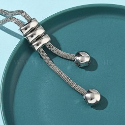 304ステンレススチールの長方形ラリアットネックレス  変色しない  ステンレス鋼色  18.82インチ（47.8cm）&nbsp;NJEW-D333-02P