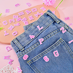 36個2セット、2スタイルの文字a〜zと数字0~9のポリエステル刺繍縫い付けパッチセット  布のアップリケ  パールピンク  18~19x6.5~15.5x1.4~1.5mm  1セット/スタイル&nbsp;PATC-TA0001-55B