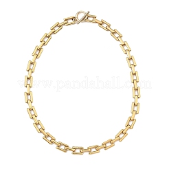 8mm 304ステンレススチール製長方形リンクチェーンネックレス（男女兼用）  ゴールドカラー  15.94インチ（40.5cm）&nbsp;NJEW-JN06084