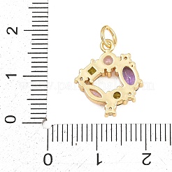 1Pc Brass Colorful Cubic Zirconia Pendants&nbsp;KK-YW0003-88