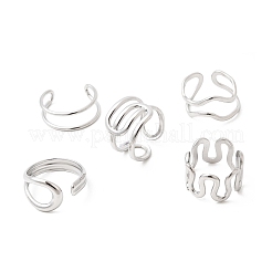 女性用304ステンレススチールオープンカフリング5個  ステンレス鋼色  8~16mm  内径：16.5~18mm&nbsp;RJEW-K313-04P