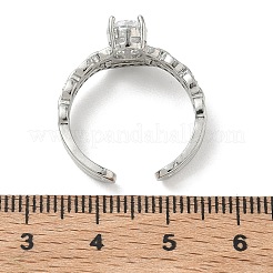 Brass Micro Pave Cubic Zirconia Cuff Open Rings for Women&nbsp;RJEW-C163-23P