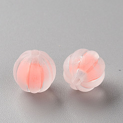 透明なアクリルビーズ  艶消し  二層ビーズ  カボチャ  鮭色  11x11.5mm  穴：2mm  約369個/336g&nbsp;LS-TACR-S152-07C-SS2109