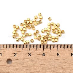 真鍮ビーズ  長持ちメッキ  キューブ  18KGP本金メッキ  2x2x2mm  穴：0.8mm&nbsp;X-KK-P198-02A-G