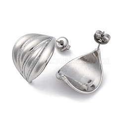 変色しない304ステンレススチールカーブリーフスタッドピアス（女性用）  ステンレス鋼色  20x17.5mm&nbsp;EJEW-K244-25P-1