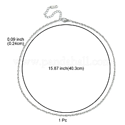 304ステンレススチールロープチェーンネックレス男性用女性用  ステンレス鋼色  15.87インチ（40.3cm）&nbsp;NJEW-YW0001-08