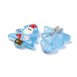 クリスマステーマの手作りランプワークビーズ  クリスマスツリー  ライトスカイブルー  25~26.5x18.5~22.5x6.5~7.5mm  穴：1.6~1.8mm&nbsp;LAMP-I027-07J