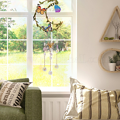 2Pcs 2 Styles Iron & Acrylic & Imitation Leather Suncatchers&nbsp;HJEW-OC00260