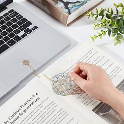 Brass Enamal Pendant Bookmarks&nbsp;AJEW-WH0042-28G