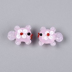 手作りランプワークビーズ  花と魚  ミックスカラー  16~18x21~24.5x11.5~14mm  穴：1.5~2mm&nbsp;LAMP-N042-09