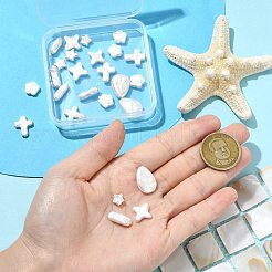30個6スタイルのパールガラスパールビーズ  混合図形  乳白色  7~18.5x4~15x2.5~9mm  穴：0.7~0.8mm  5個/スタイル&nbsp;HY-CJ0001-01