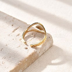 樹脂フィンガー指輪  女性用304ステンレススチールオープンカフリング  18KGP本金メッキ  菱形  12mm  調整可能&nbsp;STAS-Z112-15G-02