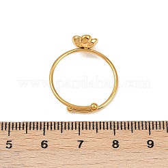 女性用304ステンレススチールオープンカフリング  花  ゴールドカラー  花：7.5x7.5mm  usサイズ7 1/2(17.7mm)&nbsp;RJEW-K296-01G