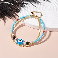 Evil Eye Multi-strand Bracelet for Girl Women&nbsp;BJEW-JB07111-02