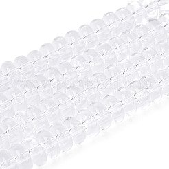 透明ガラスビーズ連売り  ロンデル  透明  4x2.5mm  穴：0.7mm&nbsp;GLAA-ZX008-4mm-19A