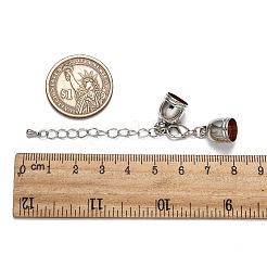 真鍮アジャスターチェーン  コードエンドとカニカン付き  ニッケルフリー  プラチナ  長さ41mm  クラスプ：12x7x3mm  コー​​ド終了：13x10mm  穴：8.5mm.&nbsp;LS-X-KK-L089-04P-NF