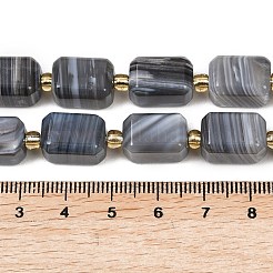 天然石ボツワナアゲートビーズ連売り  多面カット  直方体の  シードビーズで  14.5x9.5mm  穴：1.2mm  約23個/連  15.75''（40センチメートル）&nbsp;G-P611-A01-02