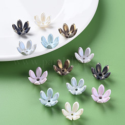 6ペタルスプレー塗装アクリルビーズキャップ  花  ミックスカラー  19x17.5x10mm  穴：2~3mm&nbsp;X-MACR-S373-47J