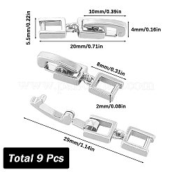 真鍮製折りたたみ留め具9個  ブレスレット  ネックレスジュエリーエクステンダー  プラチナ  20~29mm  リンク：8x5.5x2mm  クラスプ：10x2x4mm&nbsp;KK-SC0004-06P