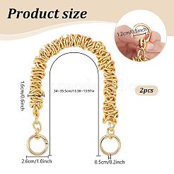 亜鉛合金ツイストリングチェーンバッグハンドル  留め金付き  ゴールドカラー  340~355x16mm&nbsp;FIND-WH0436-47G