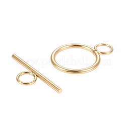 イオンプレーティング（IP）304ステンレススチールマンテル  リング  ゴールドカラー  リング：27.5x19.5x2mm  穴：5.5mm  バー：30x10x2mm  穴：5.5mm&nbsp;X-STAS-F251-01G