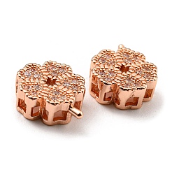 Rack Plating Eco-Friendly Brass Micro Pave Cubic Zirconia Slider Charms&nbsp;KK-F856-10RG
