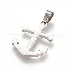 変色しにくいトレンディなネックレス金具 アンカー 304 ステンレススチールペンダント  ステンレス鋼色  27x20x2mm  穴：6x4mm&nbsp;X-STAS-L012-A26P