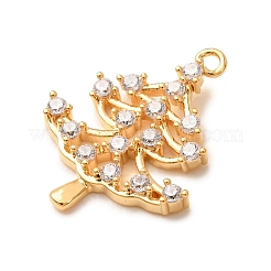 真鍮製ラインストーンペンダント  クリスマスツリーのチャーム  ゴールドカラー  17x14x2mm  穴：1mm&nbsp;RB-CBAFDDC-05G