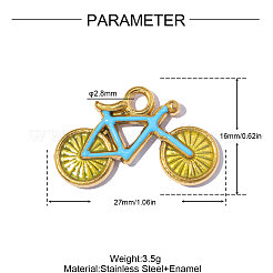 304 Stainless Steel with Light Sky Blue Enamel Pendants&nbsp;SA-OY001-79G