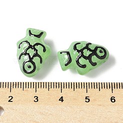 焼き絵の具、ガラス、エナメル、ビーズ  魚  ダークシーグリーン  19.5~20x13.5~14x9mm  穴：1.4mm&nbsp;BLOW-D300-04E