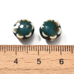 手作りの陶器ビーズ  花  ティール  9.5x10x5~5.5mm  穴：1.8~2.2mm&nbsp;PORC-H013-04-16