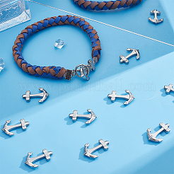 304ステンレススチールフック留め具12個  レザーコードブレスレット作り用  アンカー  ステンレス鋼色  26x17x5mm  穴：1mm&nbsp;STAS-UN0040-72