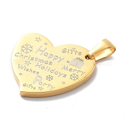 Christmas Ion Plating(IP) 304 Stainless Steel Pendants&nbsp;STAS-Z098-35G