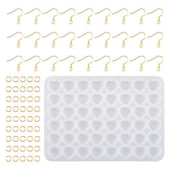 DIYの文字a〜zペンダントシリコンモールド  アイアン製のピアスフックと丸カン付き  ゴールドカラー  87x122x4mm  穴：1mm  内径：11x11x4mm&nbsp;DIY-TA0005-63A