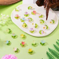 24Pcs 8 Colors Spray Painted Transparent Glass Pendants&nbsp;PALLOY-TADJ00013