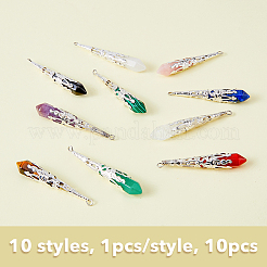 10Pcs 10 Styles Natural & Synthetic Mixed Gemstone Big Pendants&nbsp;FIND-FH0006-02