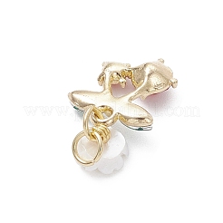 合金ラインストーンペンダント  樹脂製の模造真珠の花  チェリー  ゴールドカラー  16x13x5mm  穴：3.6mm&nbsp;PALLOY-JF04428
