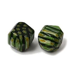 手作りミッレフィオーリガラスビーズ  ナゲット  多面カット  濃い緑  21~22x17~18x17~18mm  穴：1mm&nbsp;LAMP-C025-01D
