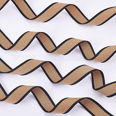 ポリエステルブレードリボン  フラット  縞模様  服飾材料  淡い茶色  1-1/4インチ（32x1mm）  約10ヤード/バンドル&nbsp;OCOR-WH0068-31B-1