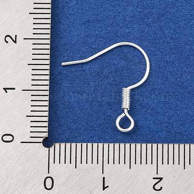 真鍮のピアスフック  耳ワイヤー  水平ループ付き  ニッケルフリー  銀色のメッキ  17mm  穴：1.5mm  21ゲージ  ピン：0.7mm&nbsp;KK-Q363-S-NF-1
