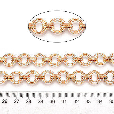 鉄製丸リングリンクチェーン  溶接されていない  スプールで  ライトゴールド  12x1mm  約32.81フィート（10m）/ロール&nbsp;CH-N004-07KCG-1
