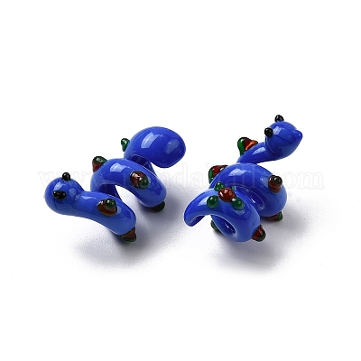 手作りのランプワークエナメルビーズ  ヘビ  バンピー  藤紫色  27.5~31.5x15~20x14~16mm  穴：5~6mm&nbsp;LAMP-K039-35F-1