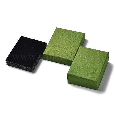 厚紙のジュエリーセットボックス  内部のスポンジ  長方形  ライムグリーン  9.15x7.1x3.05cm&nbsp;CBOX-C016-03E-01-1