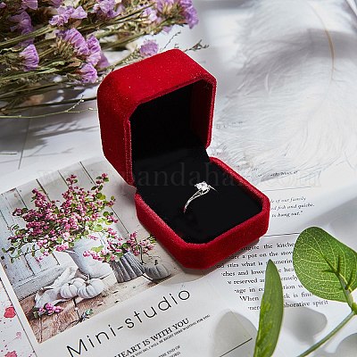 Square Velvet Ring Boxes&nbsp;VBOX-WH0002-01B-1