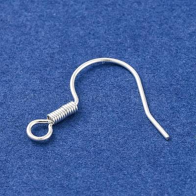 真鍮のピアスフック  耳ワイヤー  水平ループ付き  ニッケルフリー  銀色のメッキ  17mm  穴：1.5mm  21ゲージ  ピン：0.7mm&nbsp;KK-Q363-S-NF-1