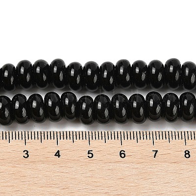 手作りランプワークビーズ  フラットラウンド  ブラック  10x5.5mm  穴：2mm&nbsp;LAMP-Q004-02E-1
