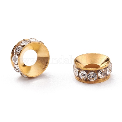 Brass Rhinestone Spacer Beads&nbsp;RB-A020-9mm-01G-1