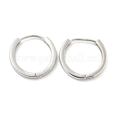 真鍮製フープピアス  ラウンド  プラチナ  16x2mm&nbsp;EJEW-L211-08C-P-1