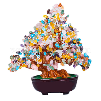 天然混合宝石の木の装飾品 樹脂ホームディスプレイ装飾 治癒のための